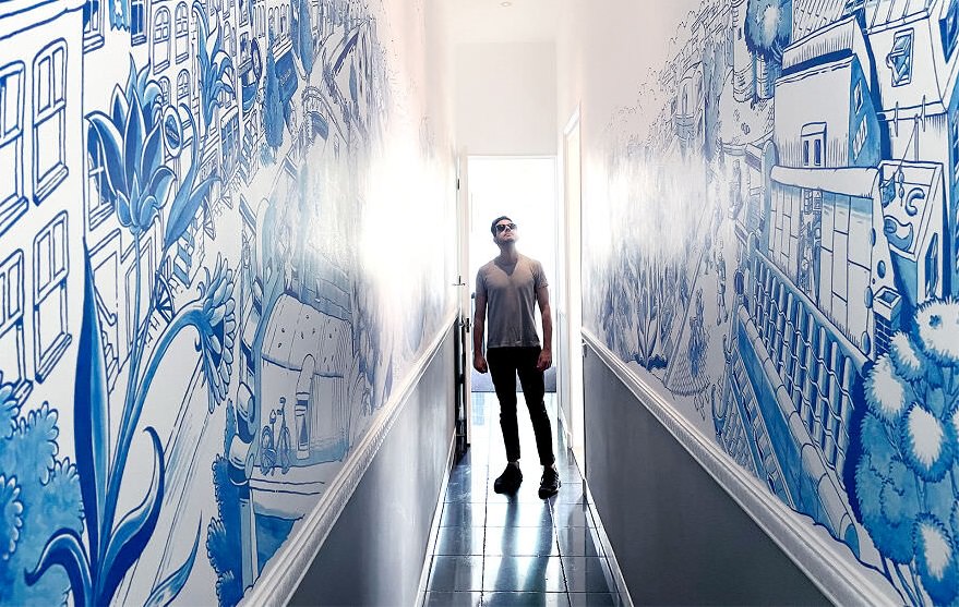Delft Blue Style Mural artwork