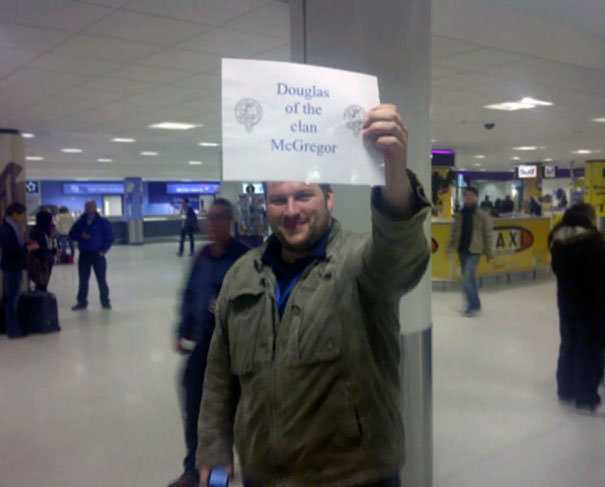 What a way to be met at the airport, i'll need to frame the welcome sign