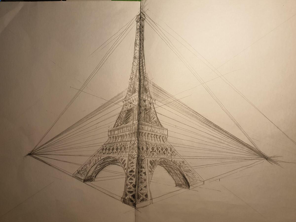 Eiffel Tower 2-point perspective.