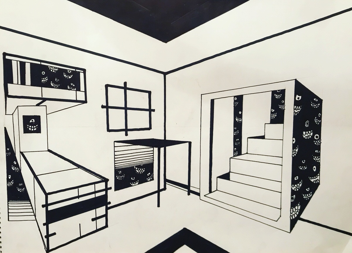 Two point perspective drawing
