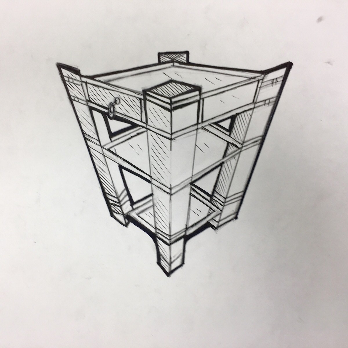 Three Point Perspective Drawing of an object
