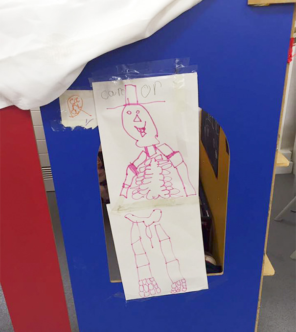 My daughter's skeleton this is in the classroom. apparently a daddy skeleton