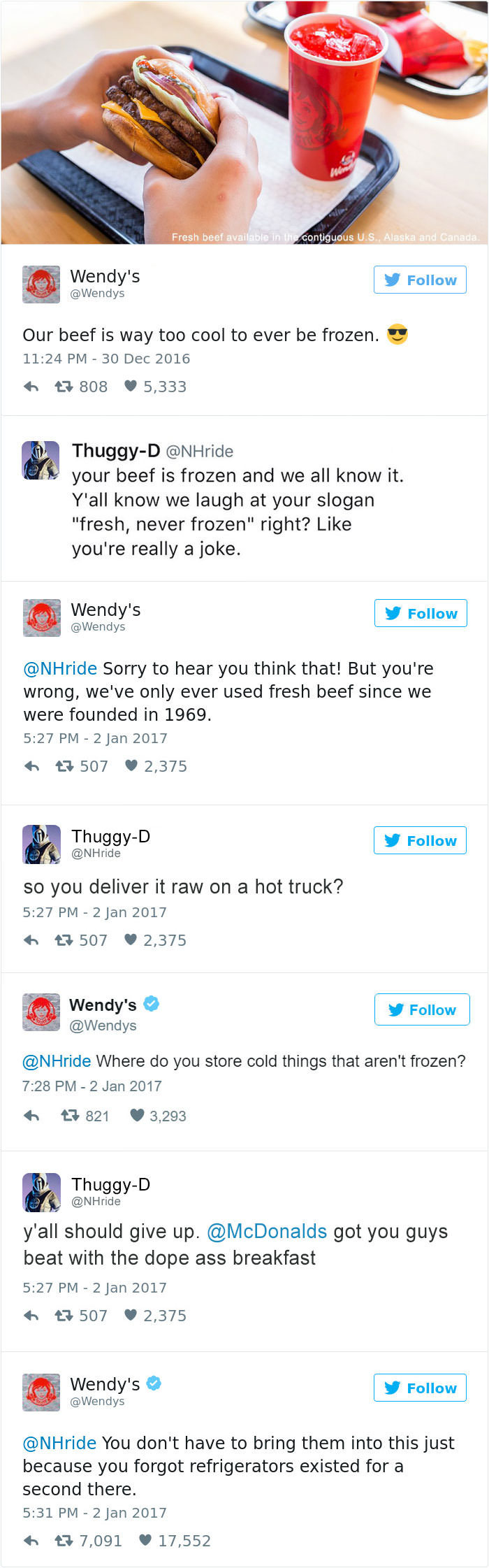 Guy deletes his twitter account after wendy's roast