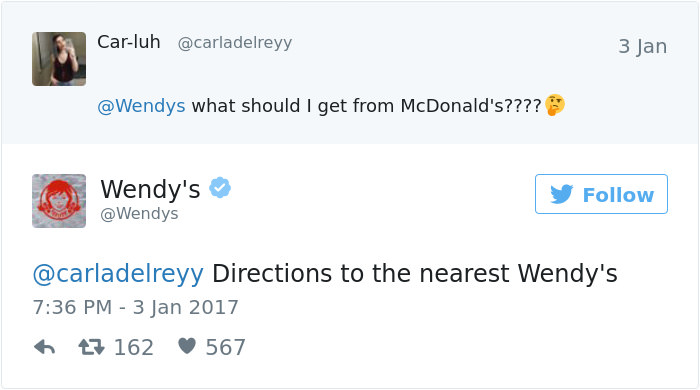 Just ask for wendy's directions