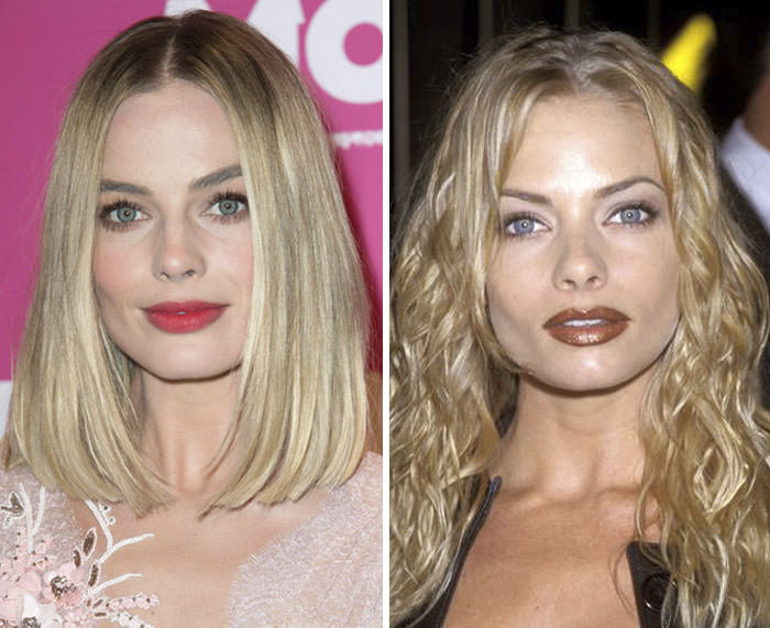 Margot Robbie on the left, Jaime Pressly on the right
