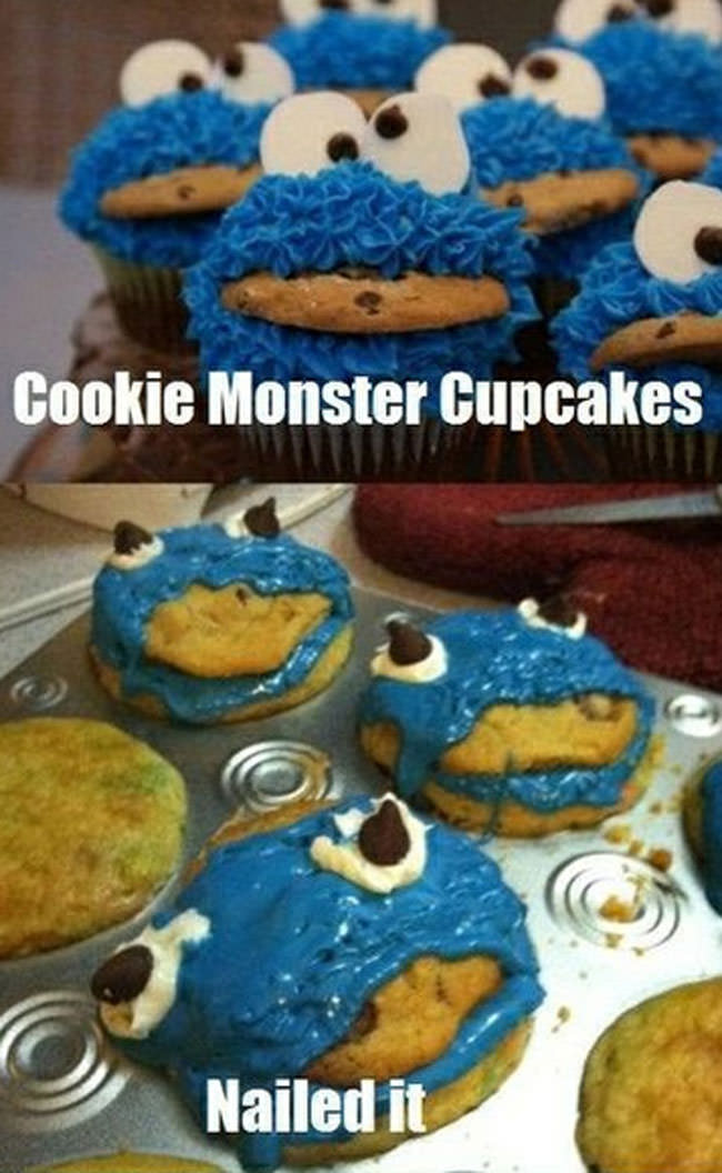 Cookie monster cupcakes? Nailed it!