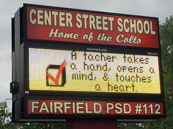 A teacher misspelled teacher on our school's electronic billboard