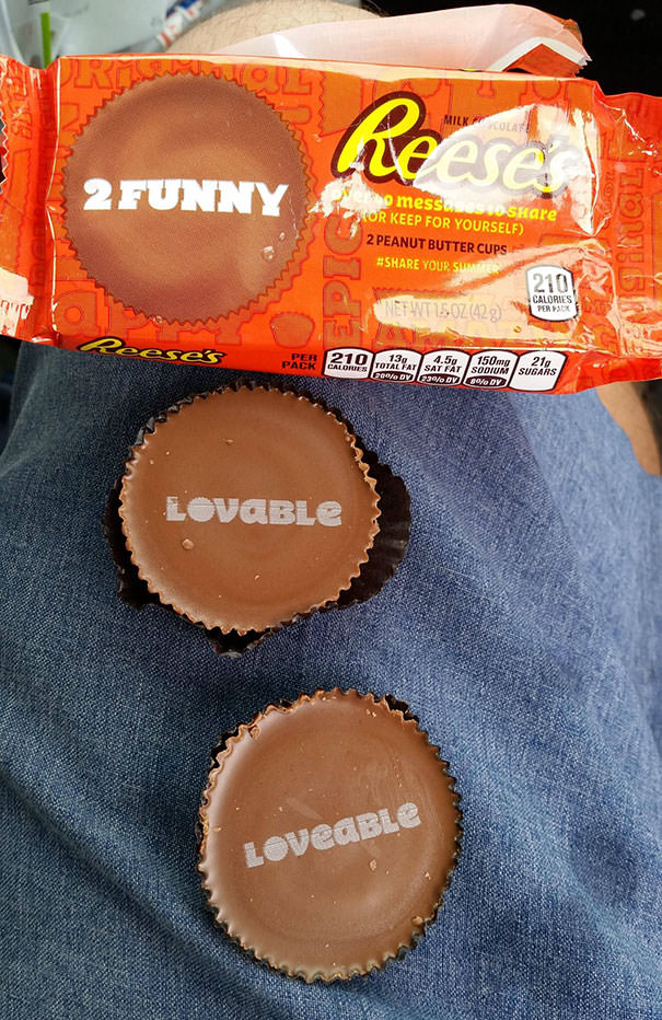 My reese's had two different spellings of the same message
