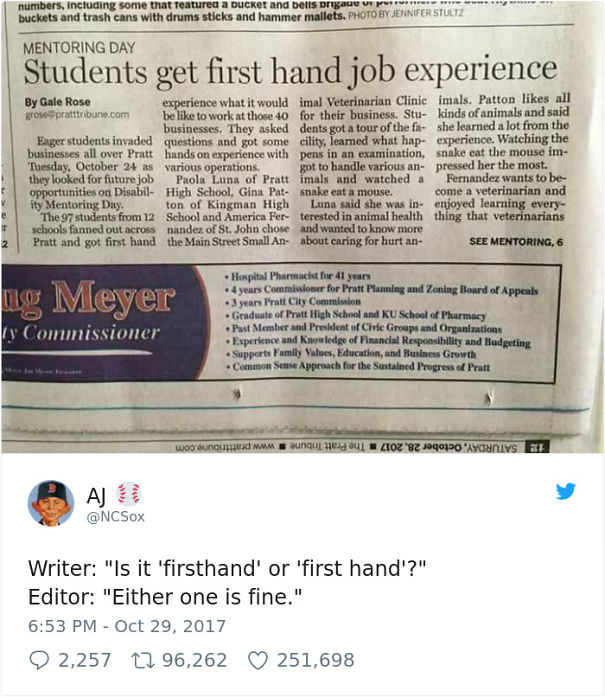 Firsthand' or 'first hand'?