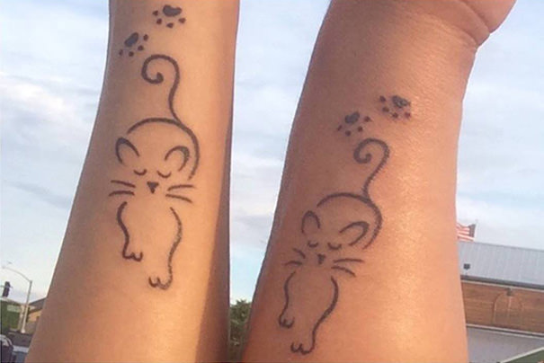 My bff and i got matching cat tattoos