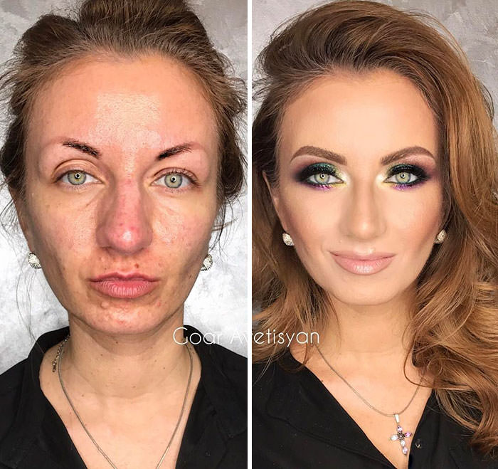 Make up transformation on oily skin