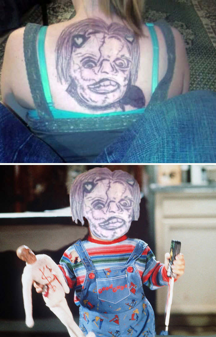 I don't know what is more terrifying: the real chucky or this tattoo