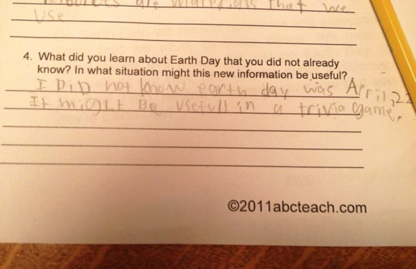 A third grader's honest response