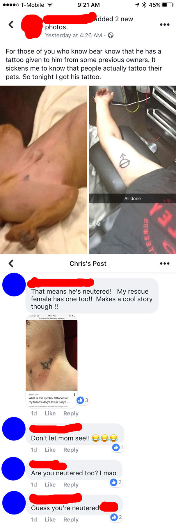 Guy from high school got the same tattoo as his dog