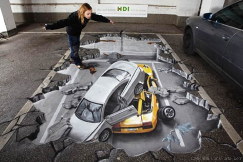 3D Cars Pavement Art