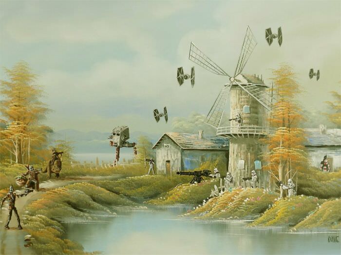 Star Wars added to another thrift store painting during quarantine