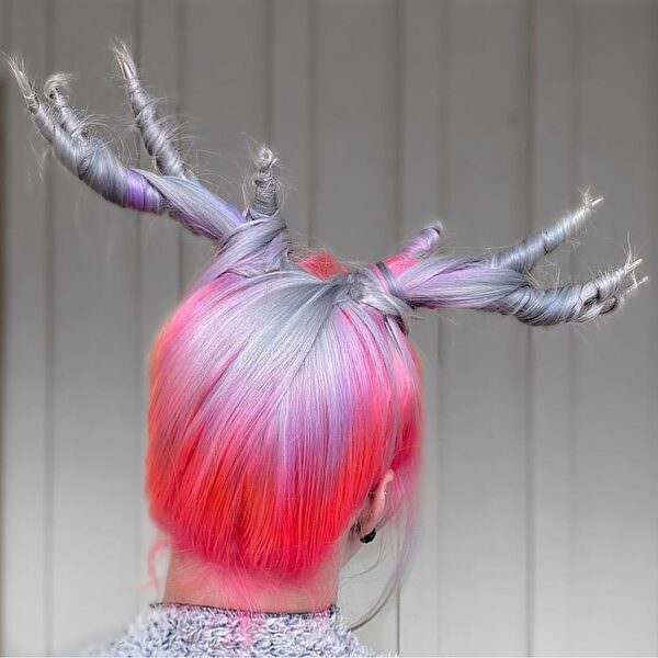 Colorful horns crazy hairstyles