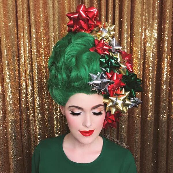 Christmas ribbons crazy hairstyles