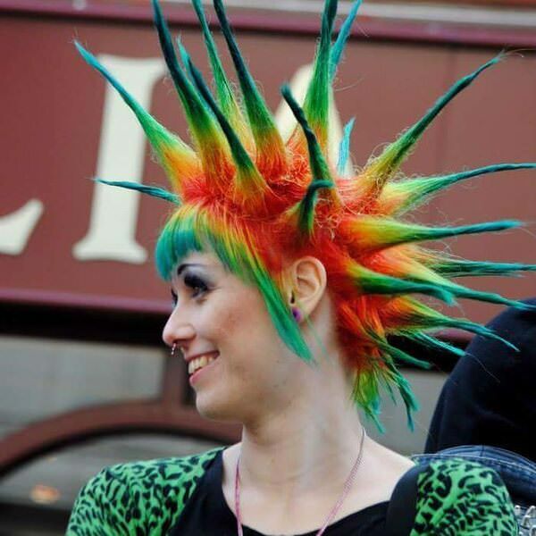 Multi-colored liberty spikes crazy hairstyles