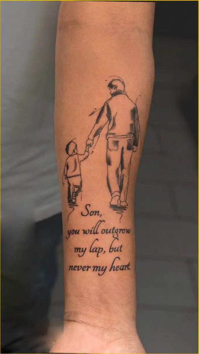 A fatherson matching tattoo design that symbolizes their eternal bond, etched on the wrist.