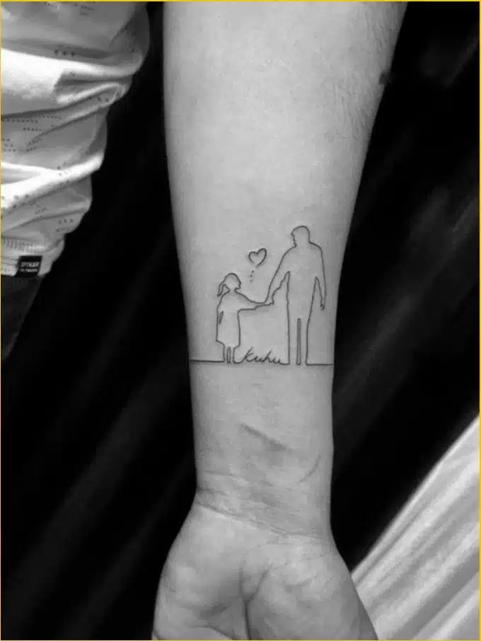 A father and child tattoo design that captures the beauty of their bond, etched on the skin.