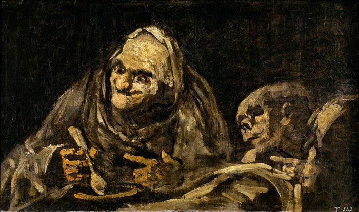 Two Old Men Eating Soup by Francisco de Goya, 1823