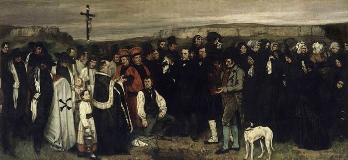 A Burial at Ornans by Gustave Courbe, 1850