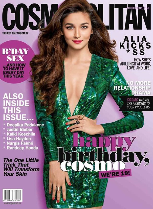 Alia Bhatt had a handy disaster on the cover of Cosmopolitan India in this photo.