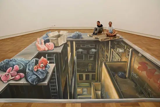 3d illusion drawing of museum