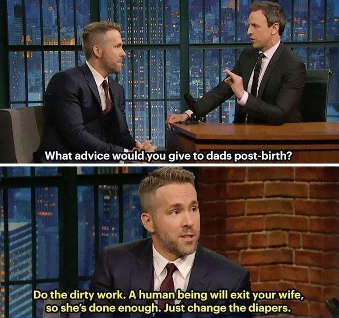 He gives valuable advice to new dads