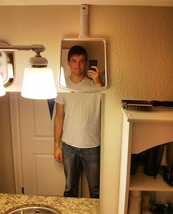 Tall guy mirror solution: extra mirror