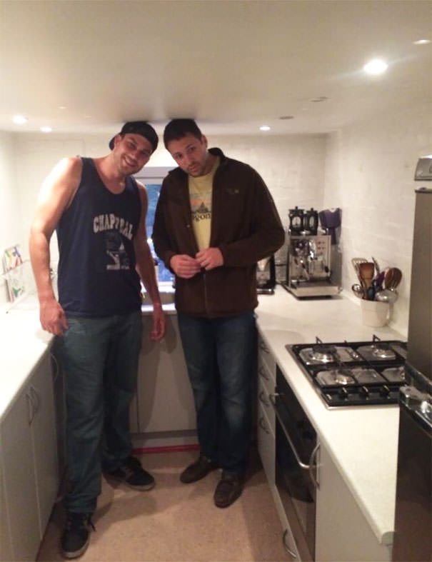 My friend and I in a Copenhagen kitchen