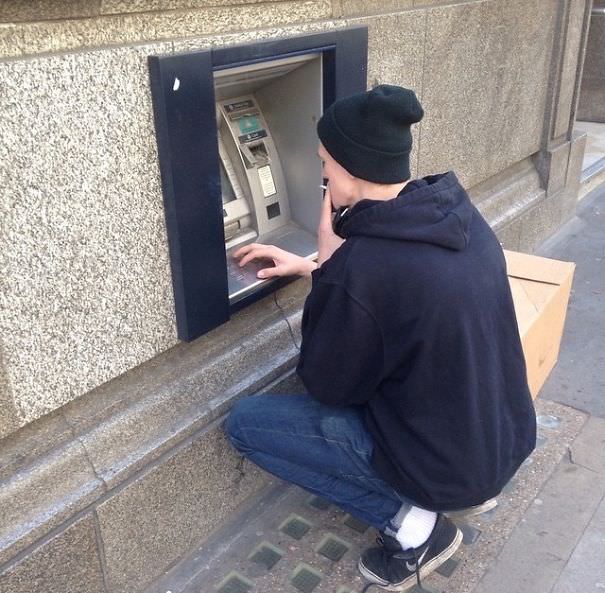 My boyfriend is tall, but what's up with the height of cash machines in London?