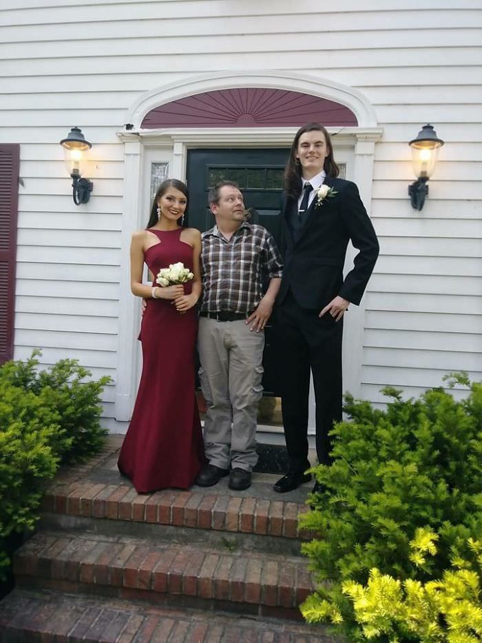 Prom photos with my girlfriend and her father.