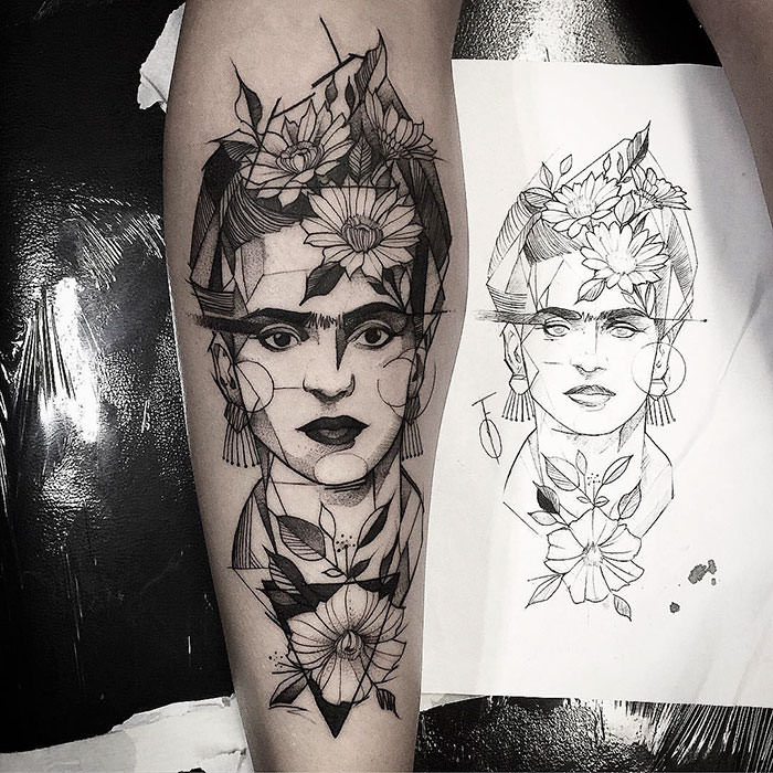 A tattoo of Frida Kahlo