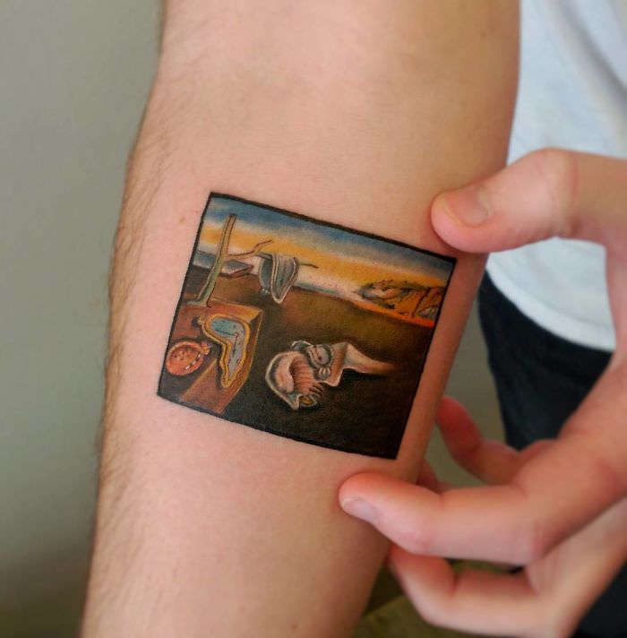 A tattoo of Salvador Dali's "The Persistence of Memory"