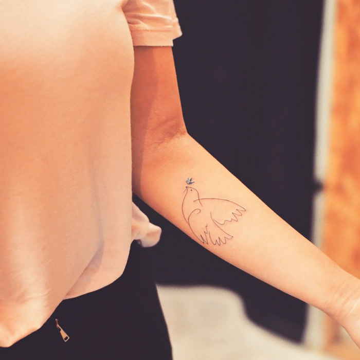 A tattoo of Picasso's "Dove of Peace"