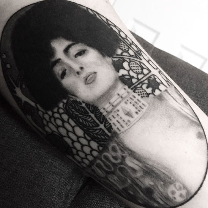 A tattoo of Gustav Klimt's "Judith and the Head of Holofernes"