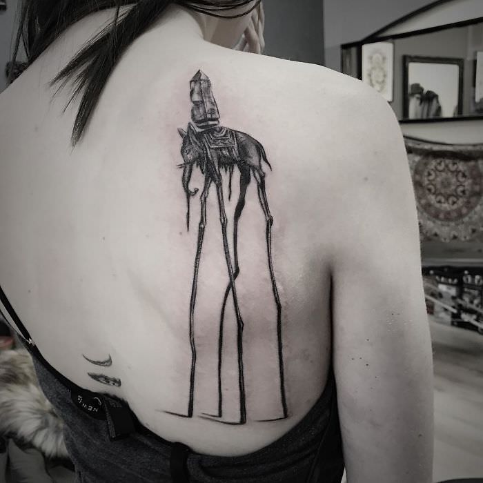 A tattoo of Salvador Dali's elephant