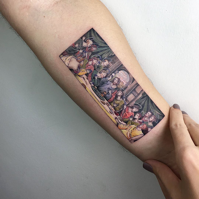 A tattoo inspired by Leonardo da Vinci's "The Last Supper"