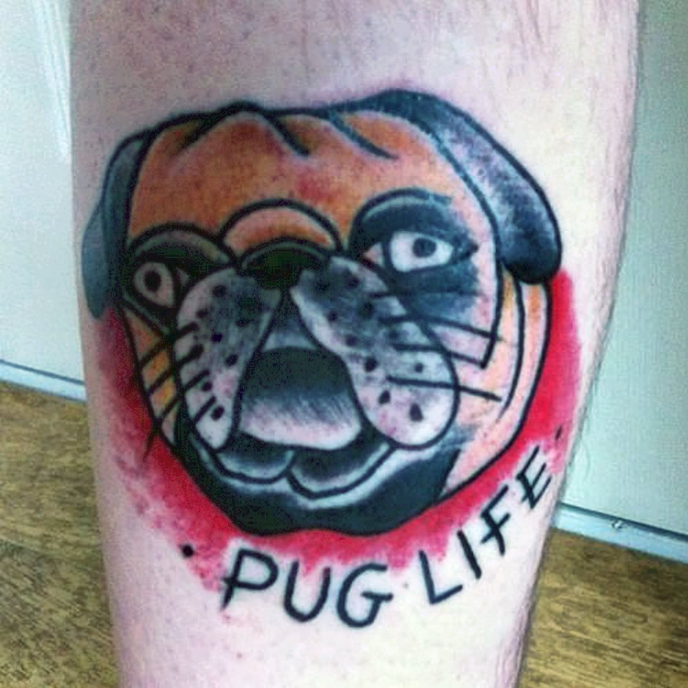 This pug tattoo is somehow even uglier than the real thing.