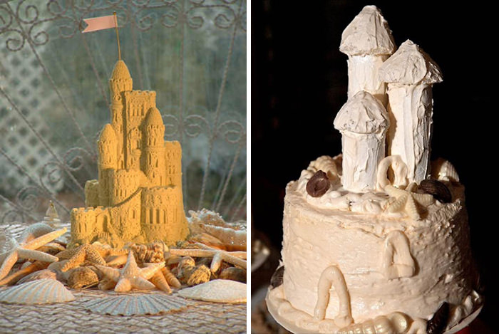 Despite its appearance, this cake was supposed to resemble a sandcastle.