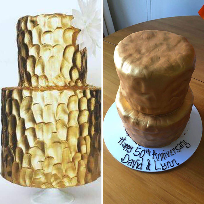 It seems that the cake was intended to look like a sandcastle, but it missed the mark.
