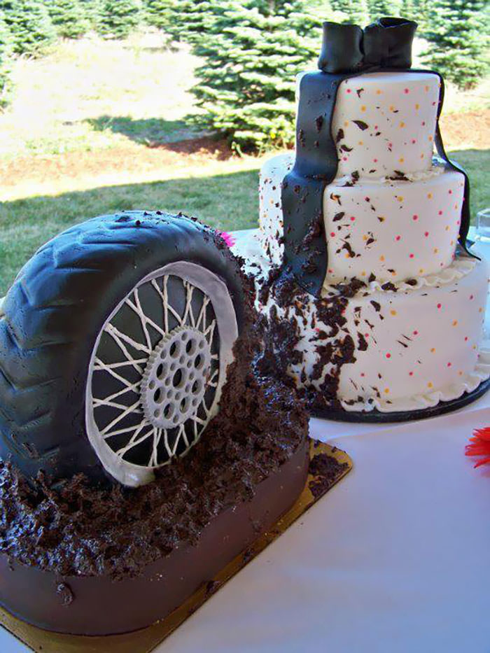 The cake baker probably didn't see the bride or any other human being before making this cake.