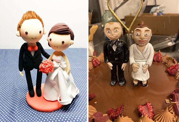 The intention was to create a beautiful wedding cake, but instead, they got a pregnant sumo wrestler cake.