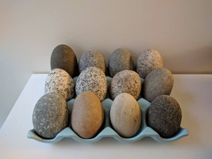 Collecting egg-shaped rocks