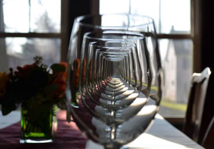 Perfectly aligned glasses.