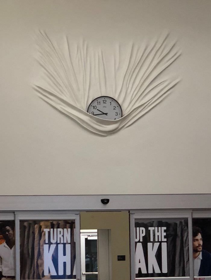 A falling clock that took the wall with it.