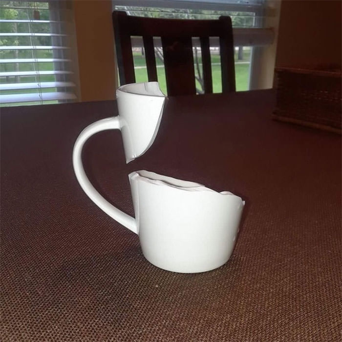 The way a cup broke.