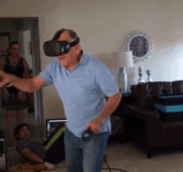 Someone shares a photo of their 81-year-old grandpa running out of ammo in VR.